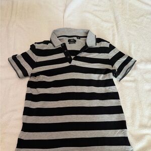 Striped Black and Gray Hugo Boss Polo Shirt